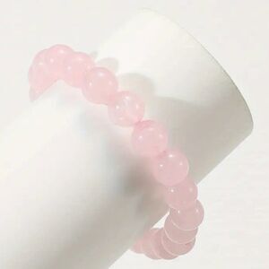 NEW NATURAL GEM STONE ROSE QUARTZ STRETCHY OSFA BEADED BRACELET/BARBIECORE